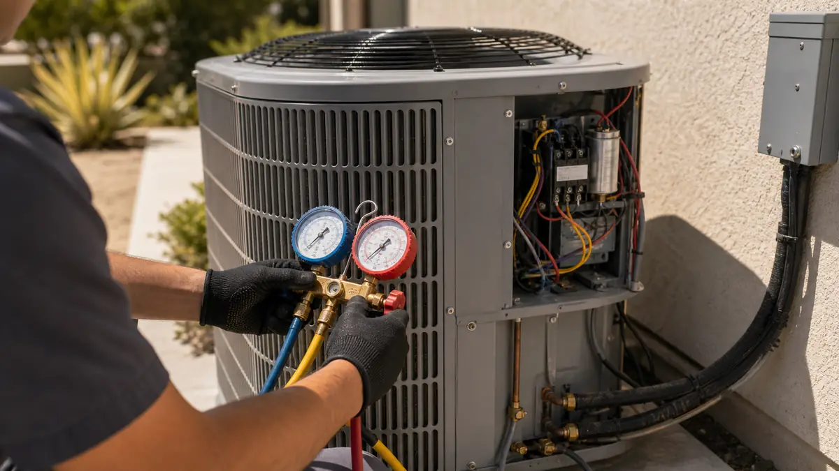 Static-pressure test on a short-cycling Carrier system in Chandler Park, Burbank 91506